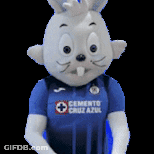 Mascot In Blue Cemento Cruz Azul Shirt GIF