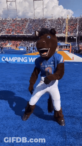 Mascot In Blue Jersey With Number 1 GIF