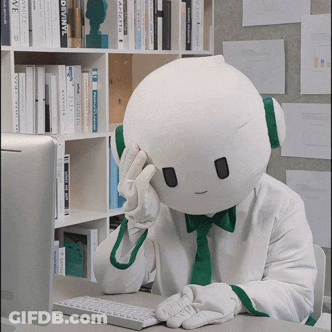 Mascot In Costume Using Keyboard GIF