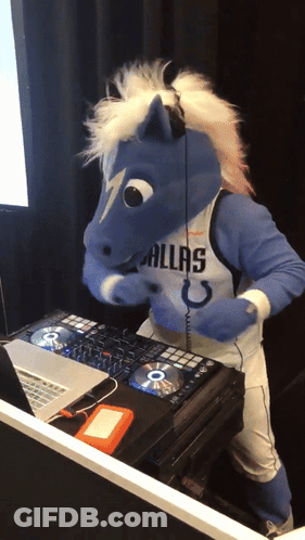 Mascot In Dallas Jersey Playing Music GIF
