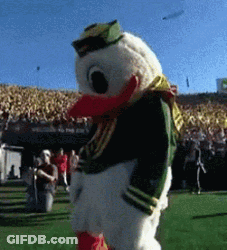 Mascot In Duck Costume Standing GIF