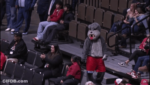Mascot In Gray And Red Outfit Number 23 GIF