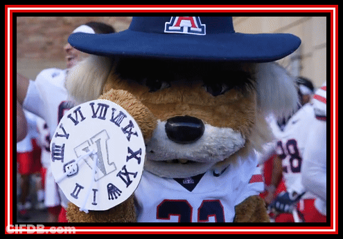 Mascot In Hat Holding Clock Saying XII GIF