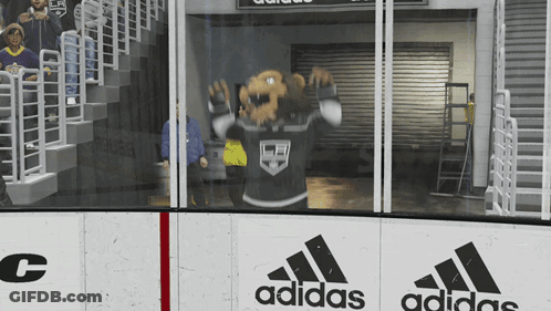 Mascot In Kings Jersey With Adidas Ad GIF
