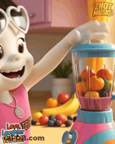 Mascot In Love Laughter Wisdom Shirt Beside Blender GIF