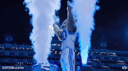 Mascot In Number 0 Jersey In Stadium GIF