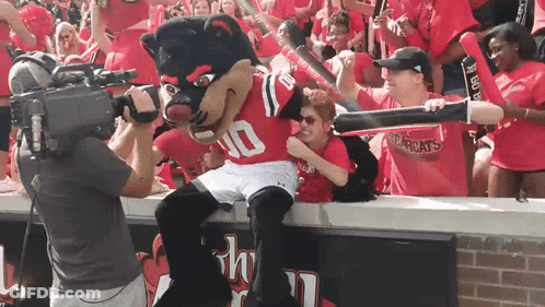 Mascot In Number 10 Jersey Photographed By Cameraman GIF