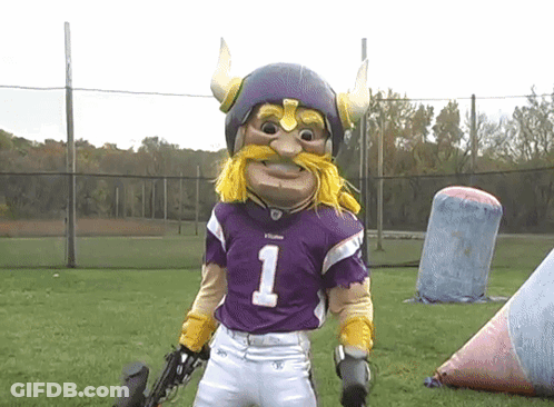 Mascot In Purple Jersey Number 1 GIF