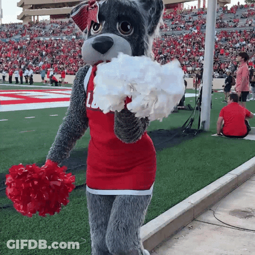 Mascot In Red And White Outfit Number 11 GIF