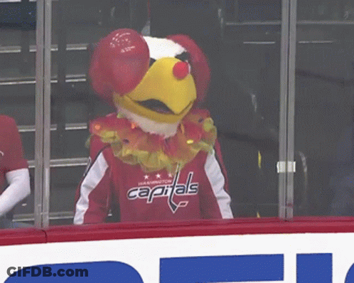 Mascot In Red Capitals Jersey GIF