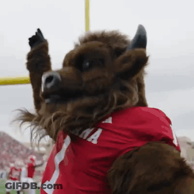 Mascot In Red Jersey With Letter A GIF