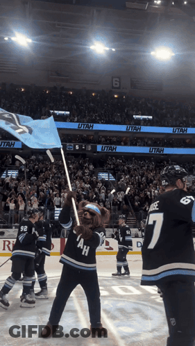 Mascot In Utah Jersey Waving Flag GIF