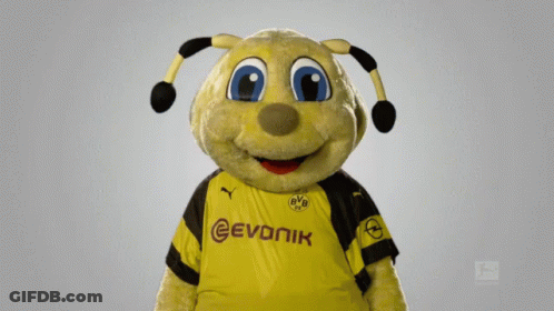 Mascot In Yellow And Black Evonik Jersey GIF