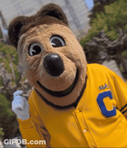 Mascot In Yellow Jacket With Letter C GIF
