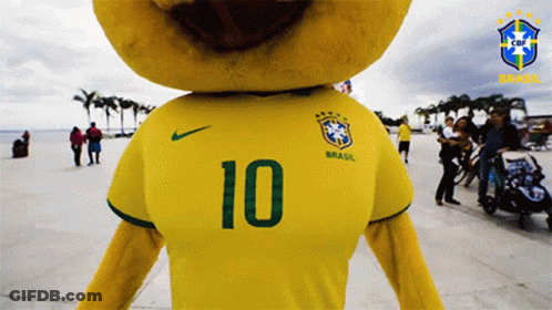 Mascot In Yellow Shirt Number 10 GIF