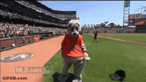 Mascot On Baseball Field GIF