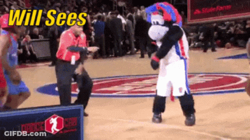 Mascot On Basketball Court Saying Will Sees GIF