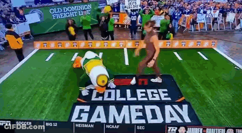 Mascot On College Gameday Field GIF