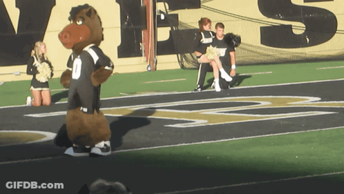 Mascot On Football Field With Number 0 GIF