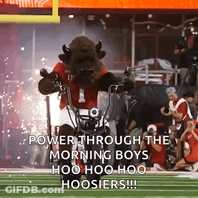 Mascot Riding Motorcycle With Power Through The Morning Boys Hoo Hoo Hoo Hoosier GIF