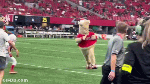 Mascot Running On Football Field GIF