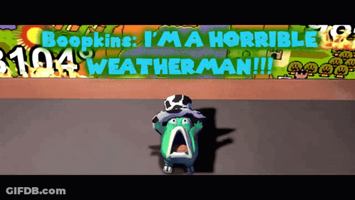 Mascot Standing Before Map Saying Titan Doppler GIF