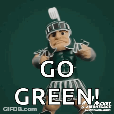 Mascot Standing In Front Of Go Green Sign GIF