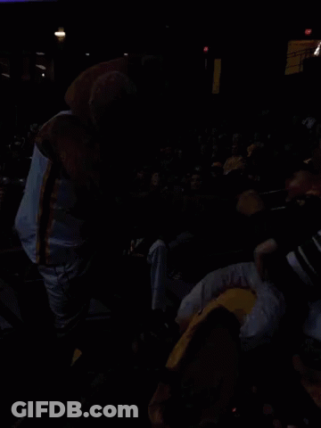 Mascot Standing In Stadium With Crowd GIF