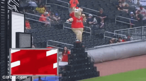 Mascot Standing On Crates GIF