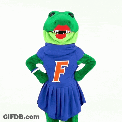 Mascot Wearing Blue Shirt With F GIF