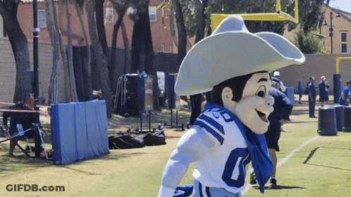 Mascot Wearing Cowboy Hat And Blue Scarf With 10 GIF