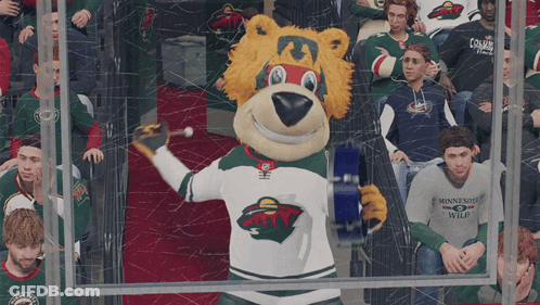 Mascot Wearing Minnesota Wild Shirt GIF