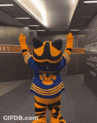 Mascot Wearing Sabertooths Blue Shirt GIF
