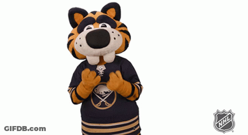 Mascot Wearing Sabres Jersey GIF