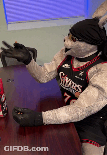 Mascot Wearing Sixers Jersey GIF