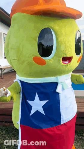 Mascot Wearing Texas Flag And Hat GIF