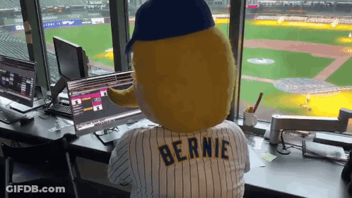 Mascot With Bernie On Jersey GIF