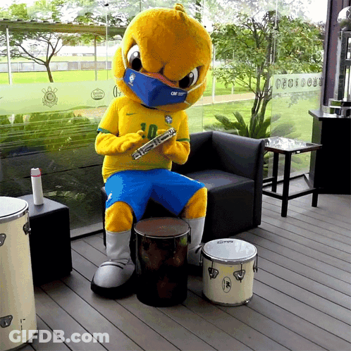 Mascot With Number 10 On Jersey GIF