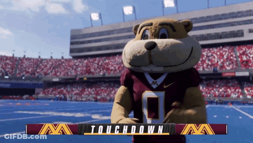 Mascot With Touchdown Banner GIF