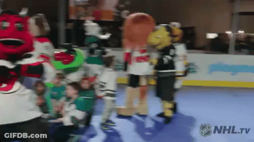 Mascots On Ice Rink With NHL.tv GIF