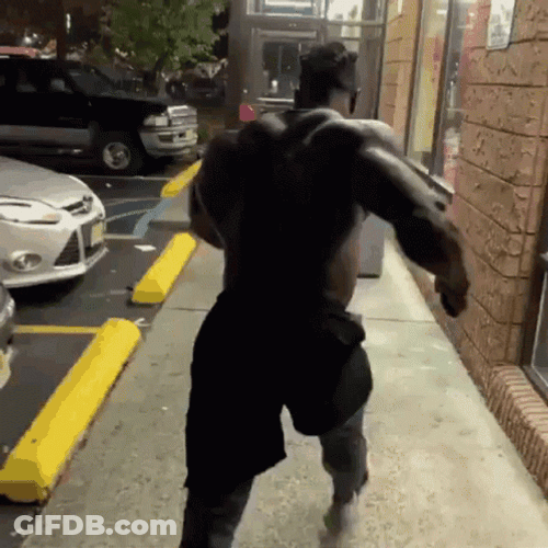 Masculine Big Black Guy Walking Meme GIF