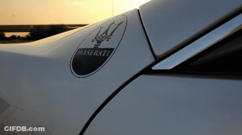 Maserati Logo Close Up On Car GIF
