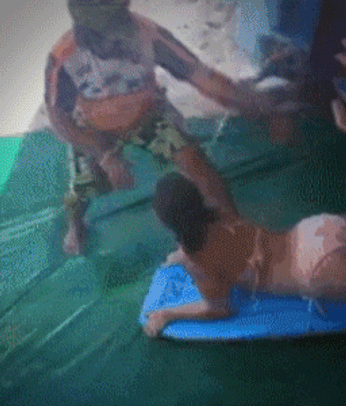 Mash Up Girl Ocean Slide GIF