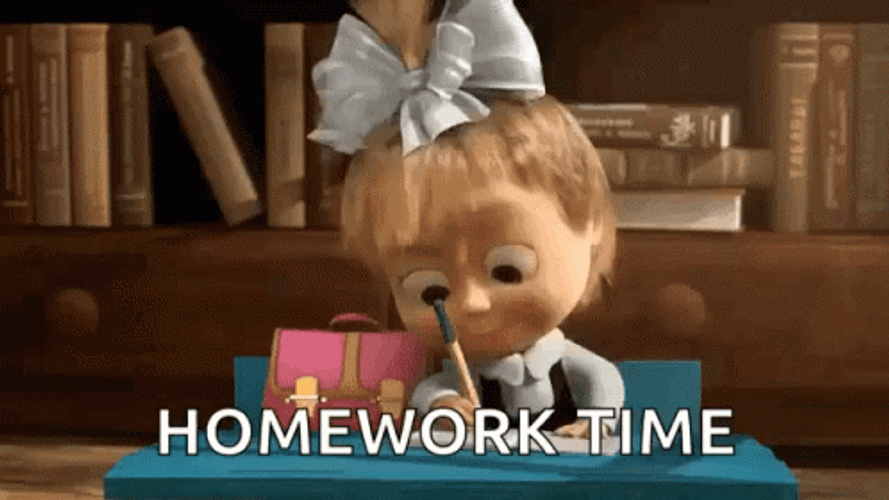 Masha Doing Her School Homework GIF