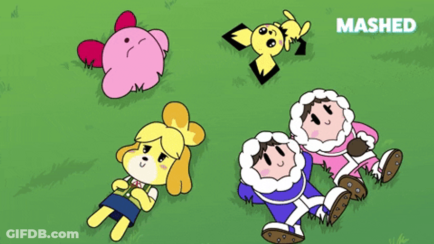 Mashed Pichu With Kirby Isabelle And Ice Climbers GIF