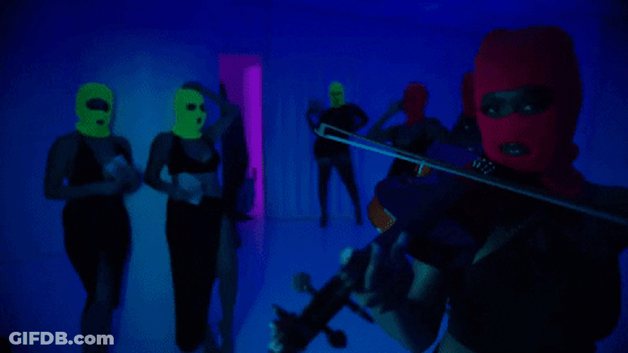 Masked Band Playing Violin GIF