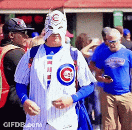 Masked Cubs Fan Ready To Win GIF