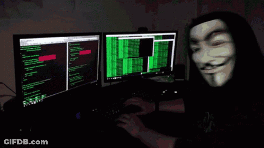 Masked Guy Hacking Screen GIF