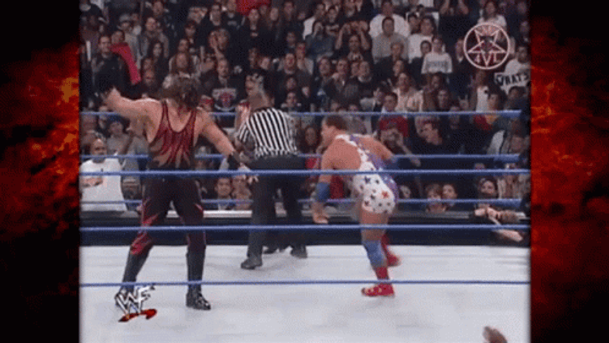 Masked Kane Chokeslam Kurt Angle GIF