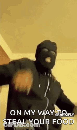 Masked Man Dancing Steal Your Food GIF